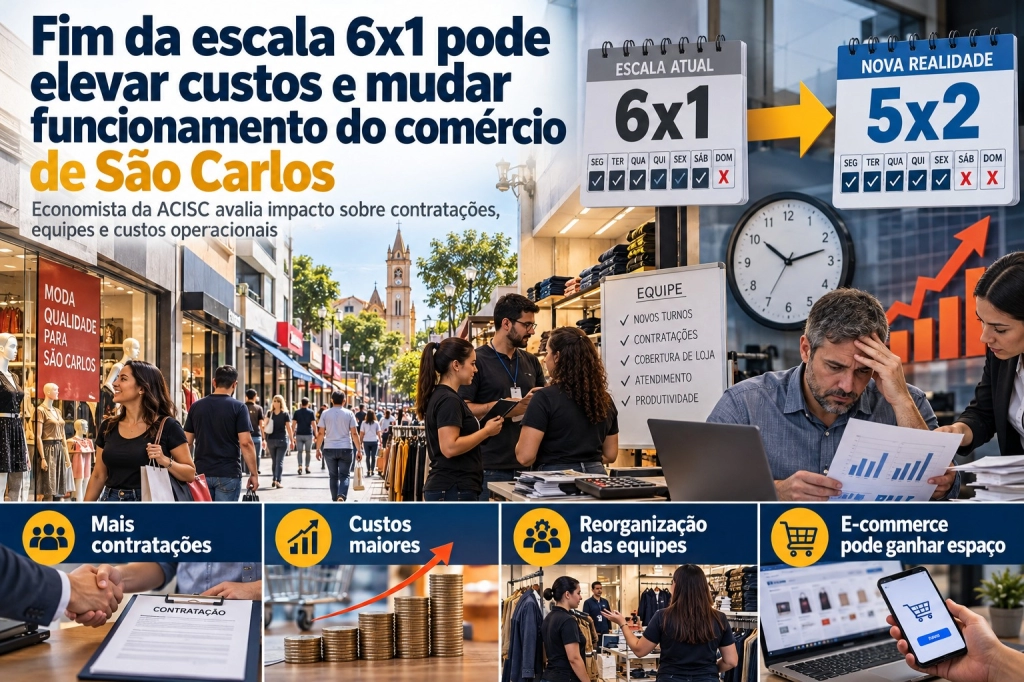 Fim da escala 6x1 pode elevar custos e mudar funcionamento do comércio