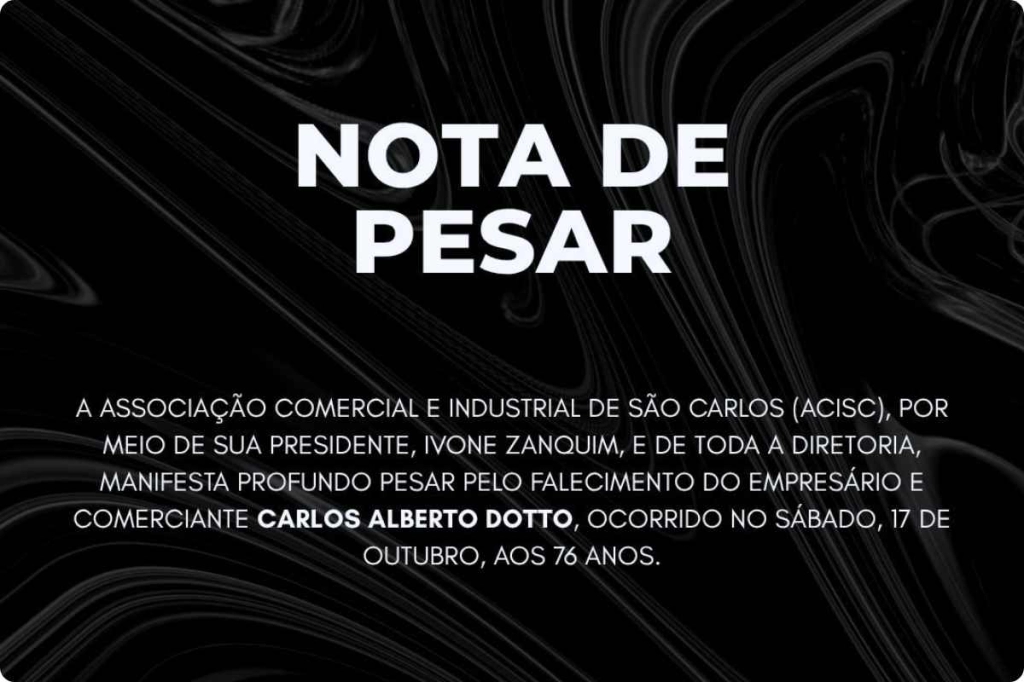 NOTA DE PESAR: Comerciante Carlos Alberto Dotto, aos 76 anos.