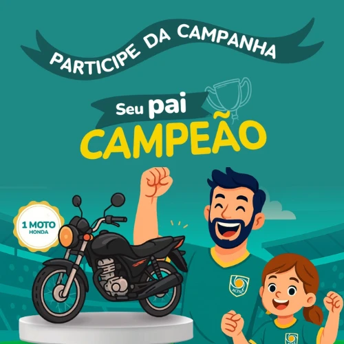 Campanha promocional “Seu Pai Campeão” da ACISC vai sortear motocicleta