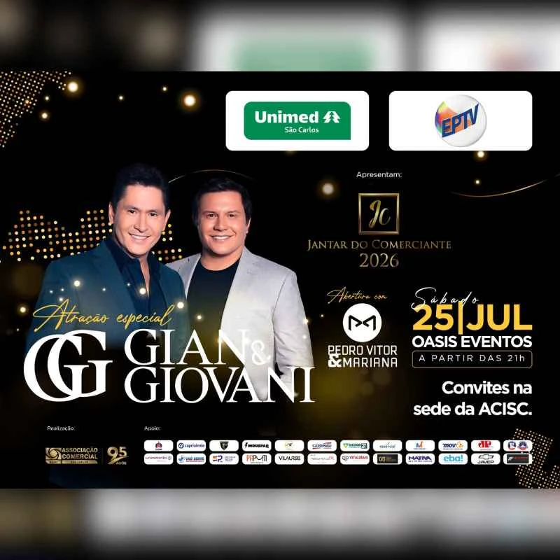 Gian & Giovani levam sucessos do sertanejo ao Jantar do Comerciante da ACISC