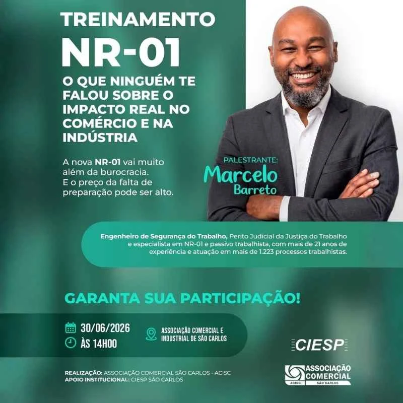 ACISC promove treinamento gratuito sobre impactos da NR-01 no comércio e na indústria