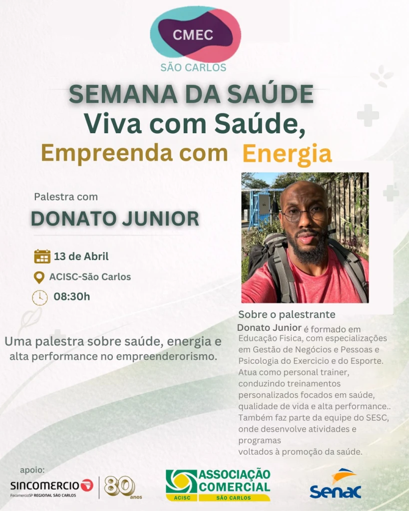 Semana da Saúde promove palestra sobre bem-estar e empreendedorismo em São Carlos
