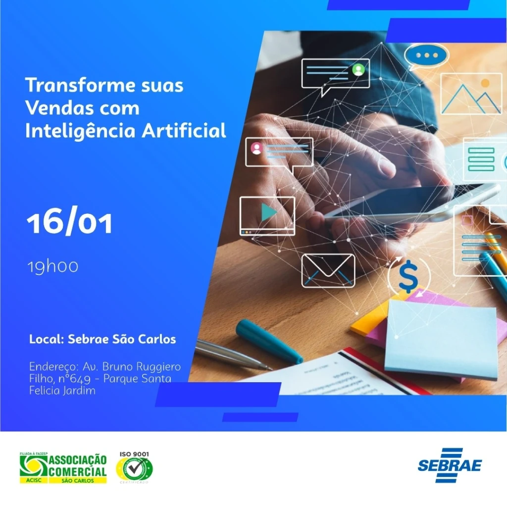 Sebrae oferece a palestra "Transforme suas Vendas com Inteligência Artificial"